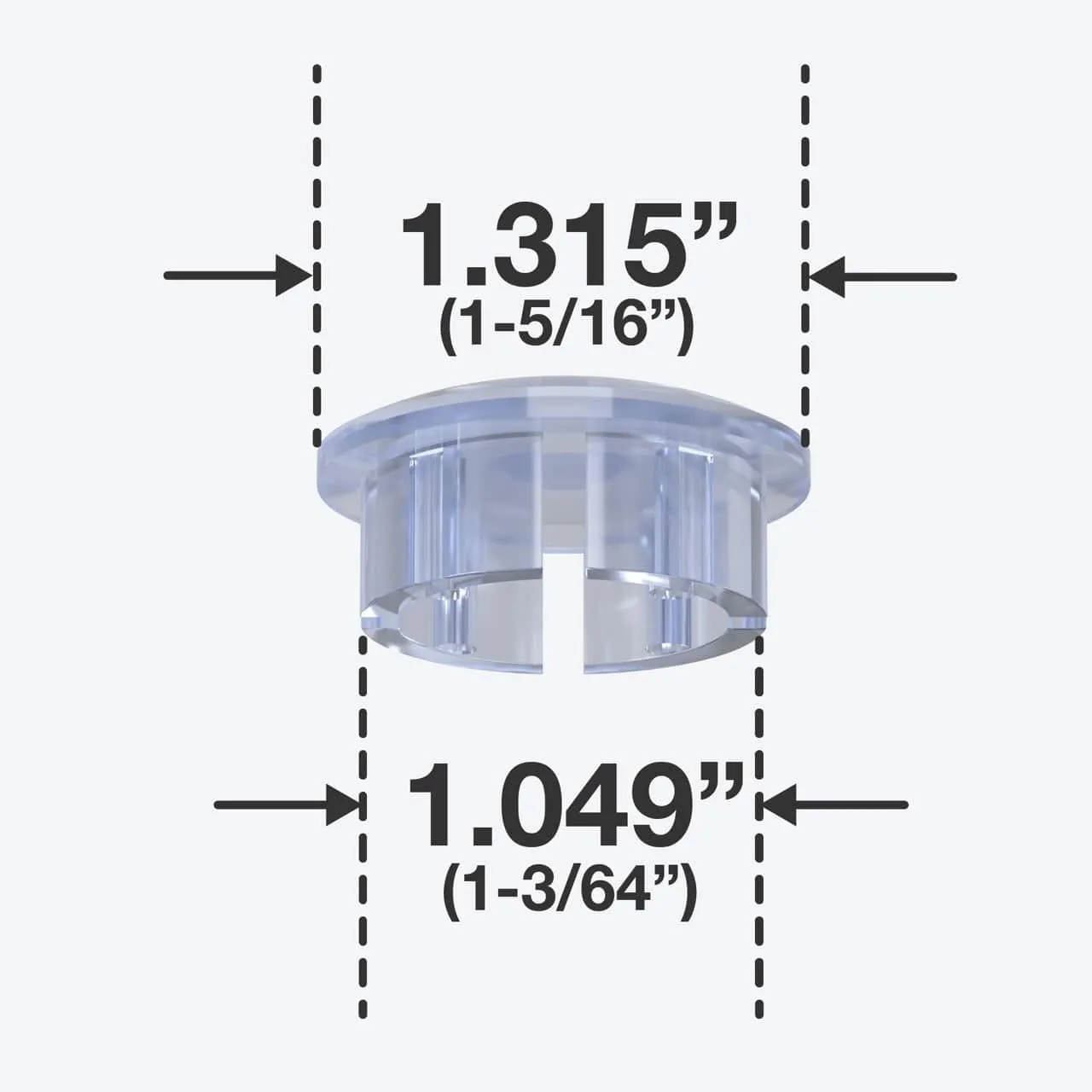 1 in. Internal PVC Dome Cap, Furniture Grade - Clear