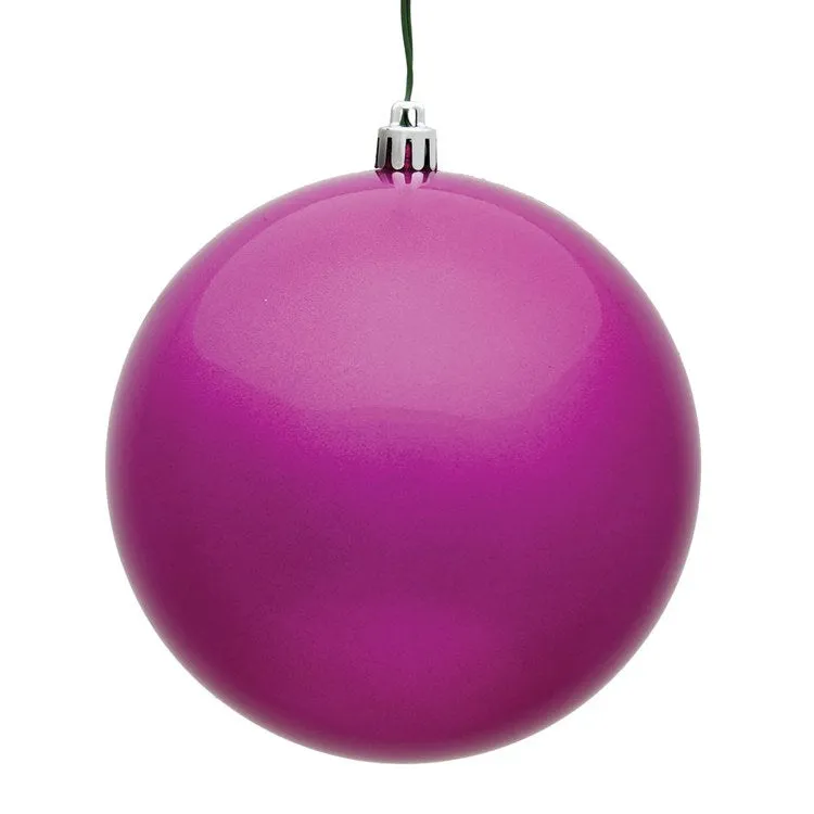 12" Fuchsia Candy Ball Christmas Ornament 1 Per Bag