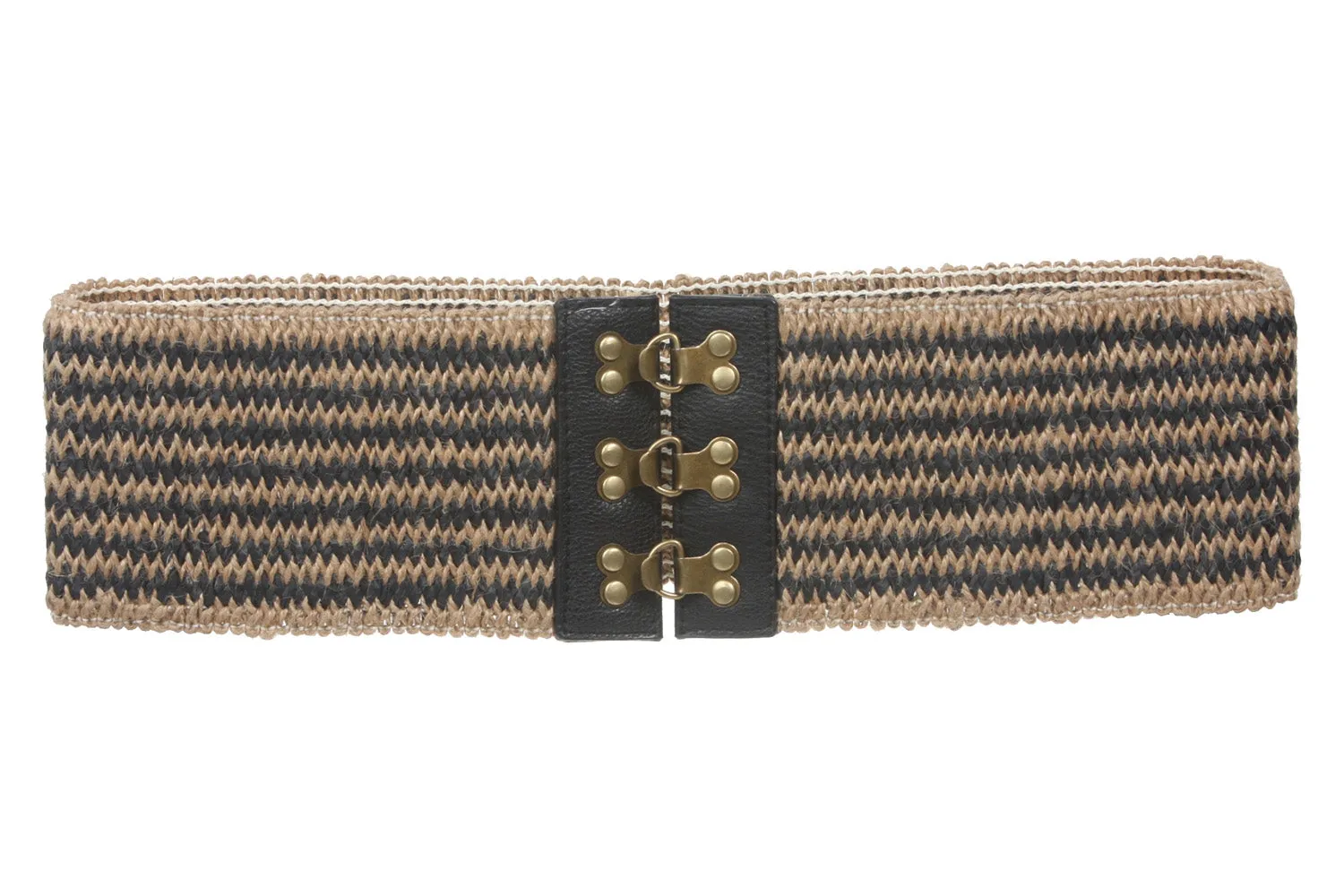 3 1/2" Two Tone Hemp Braided Elastic Stretch Belt