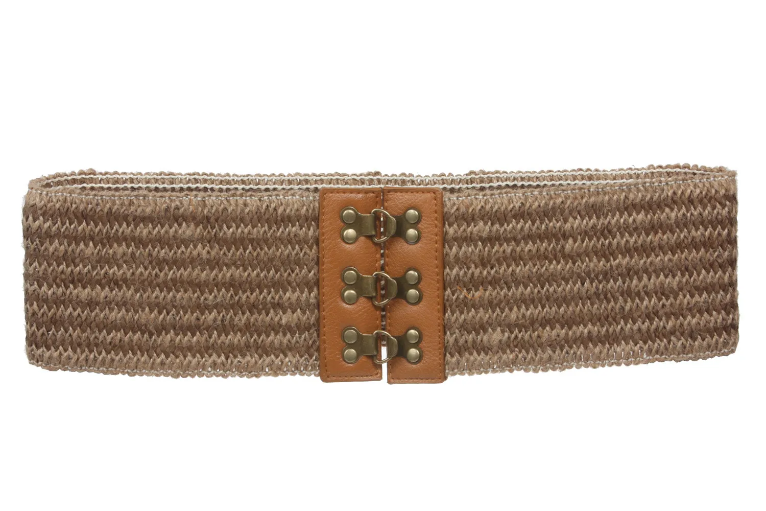 3 1/2" Two Tone Hemp Braided Elastic Stretch Belt