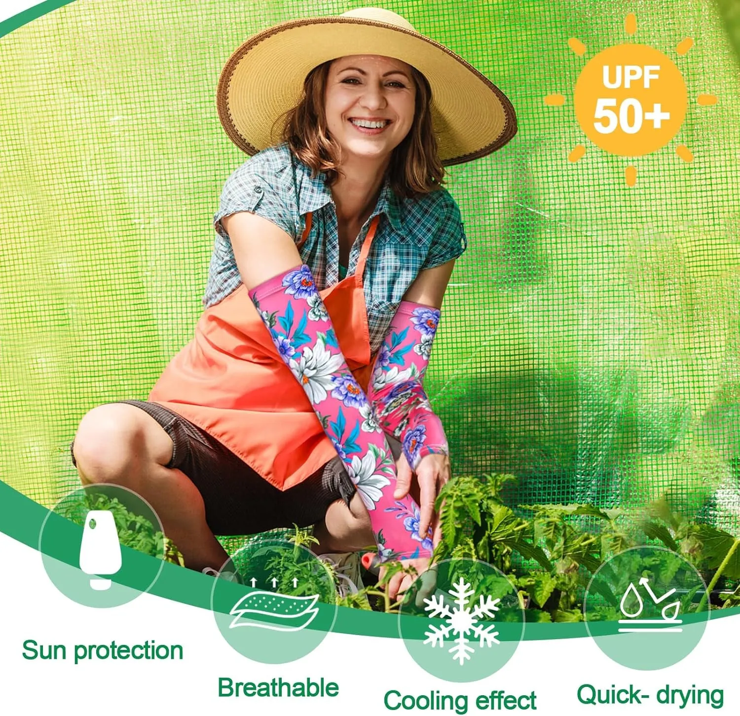 4 Pairs Gardening Sleeves Anti-Slip Arm Protection with Thumb Hole Sun Sleeve Cooling Arm Sleeves for Women Men Outdoor