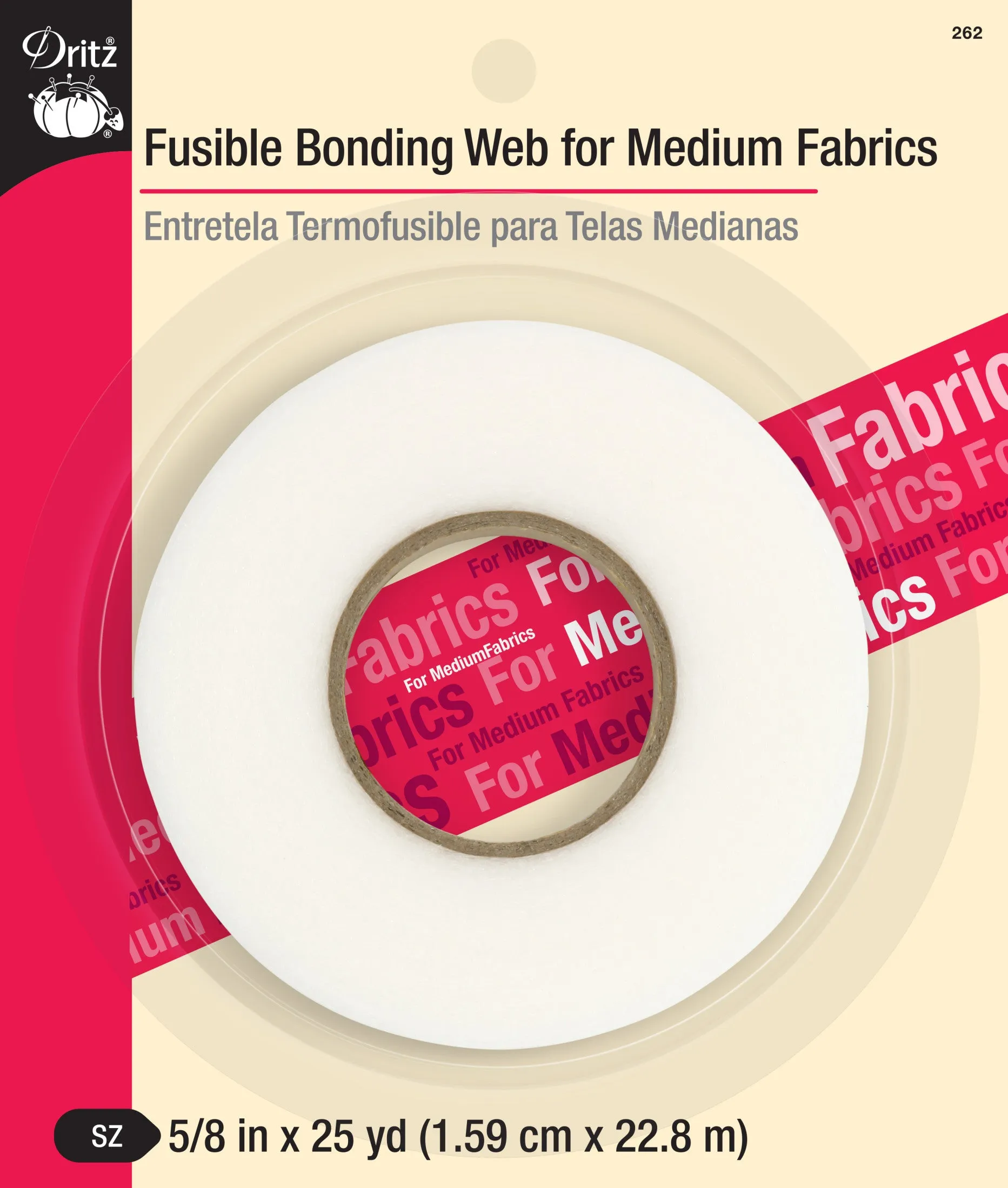 5/8" Fusible Bonding Web for Medium Fabrics, White, 25 yd