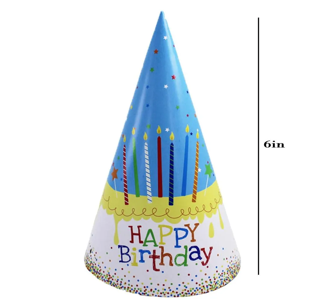 6 Pcs Happy Birthday Paper Hats, Perfect For Birthday Party (6-Inch)