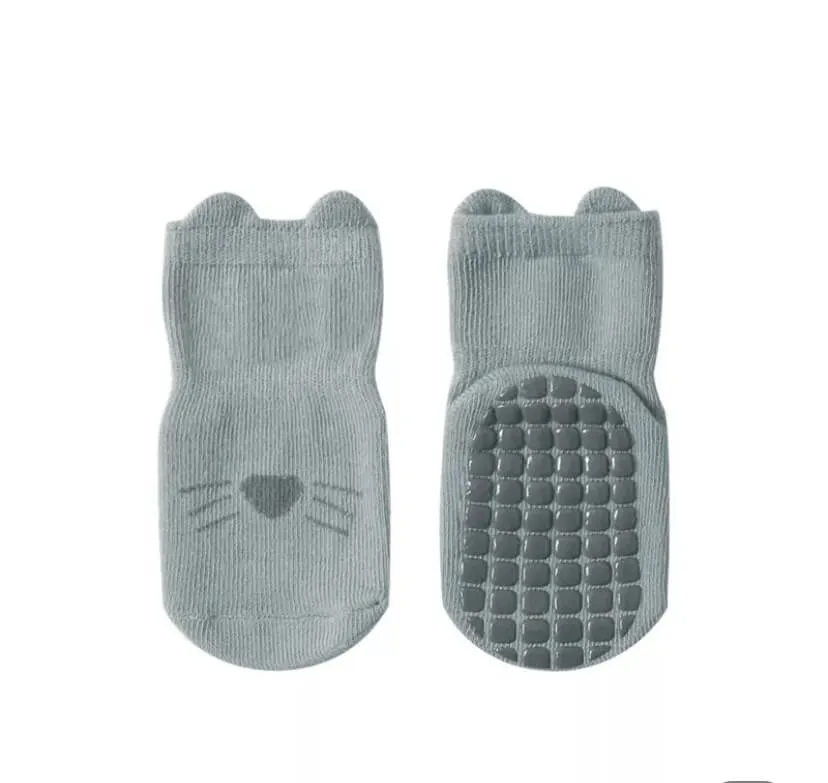 Anti Slip Cartoon Faced Cotton Socks