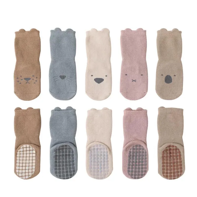 Anti Slip Cartoon Faced Cotton Socks