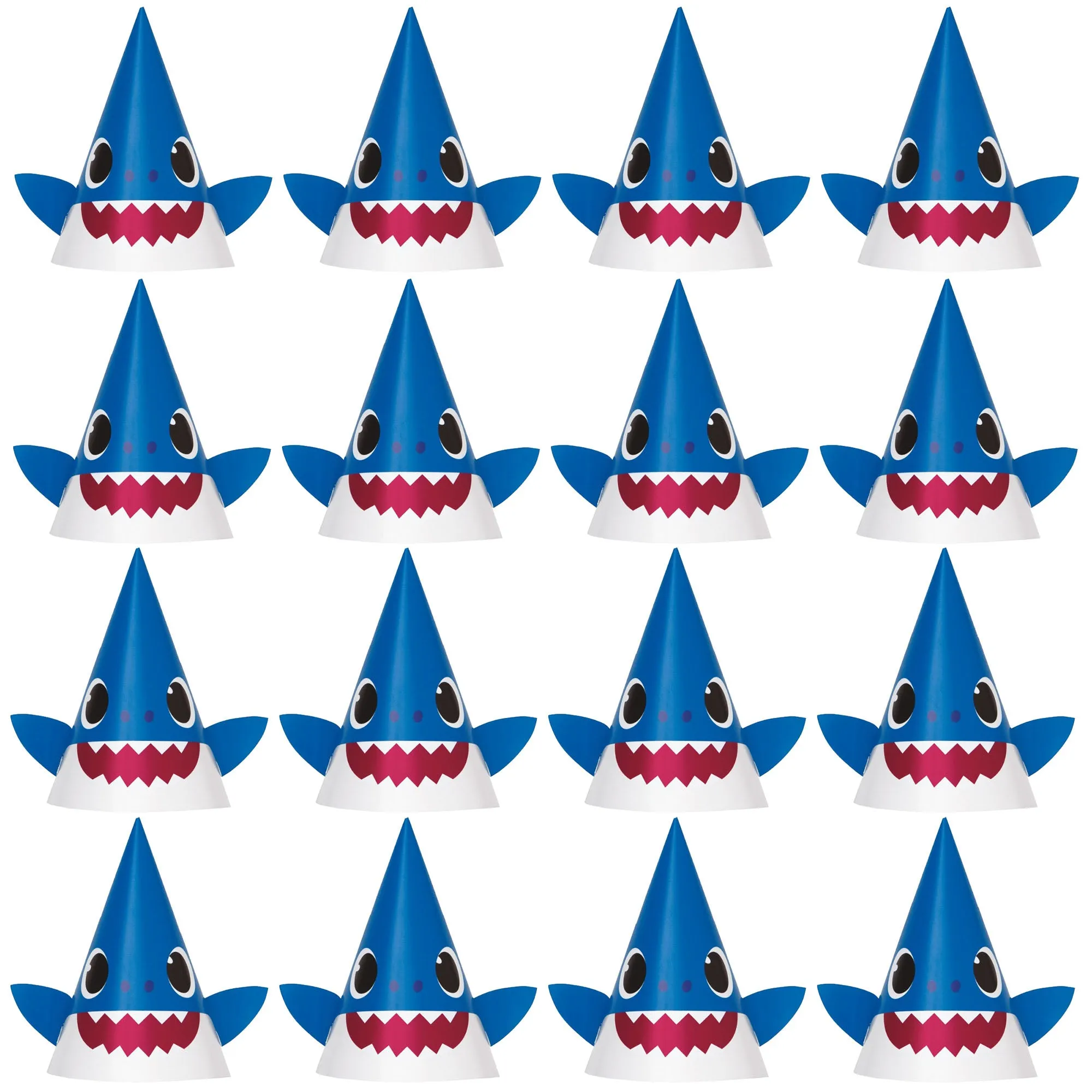 Baby Shark Party Supplies - Baby Shark Theme Cone Party Hat Birthday Accessories, 16 Count