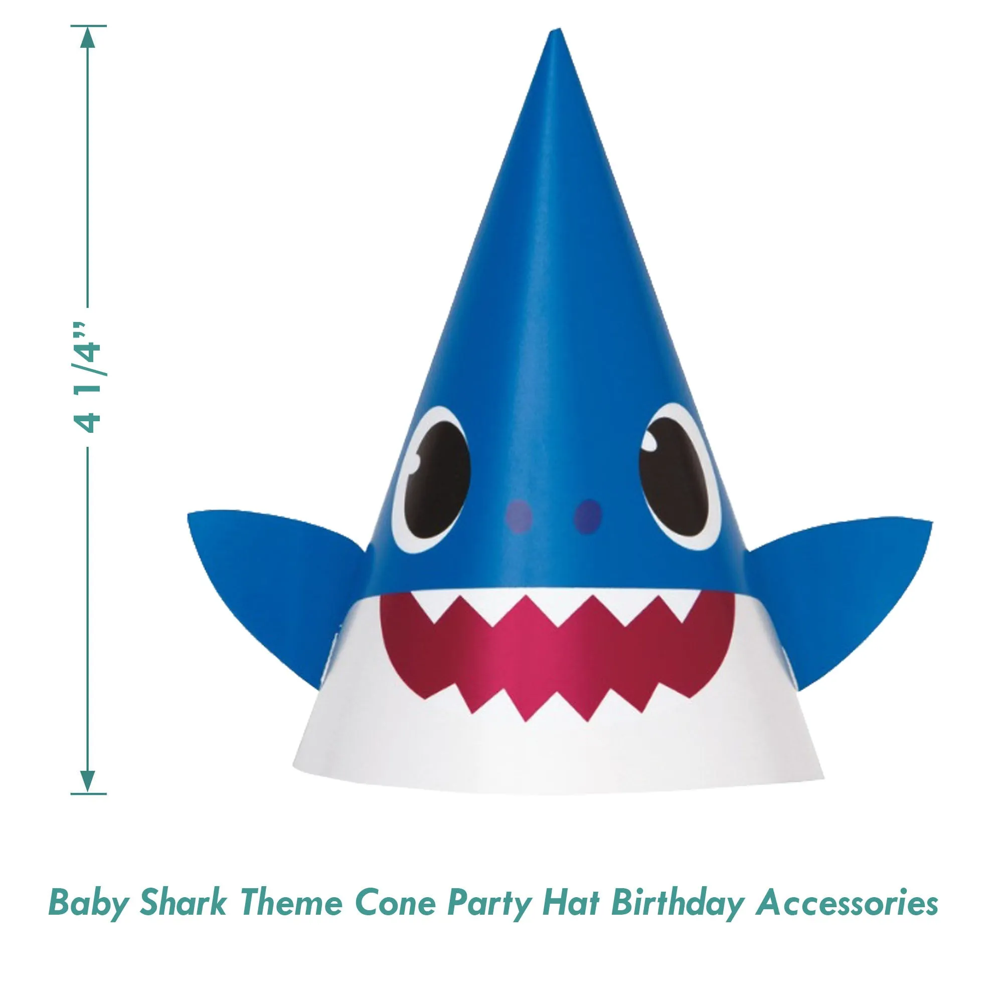 Baby Shark Party Supplies - Baby Shark Theme Cone Party Hat Birthday Accessories, 16 Count