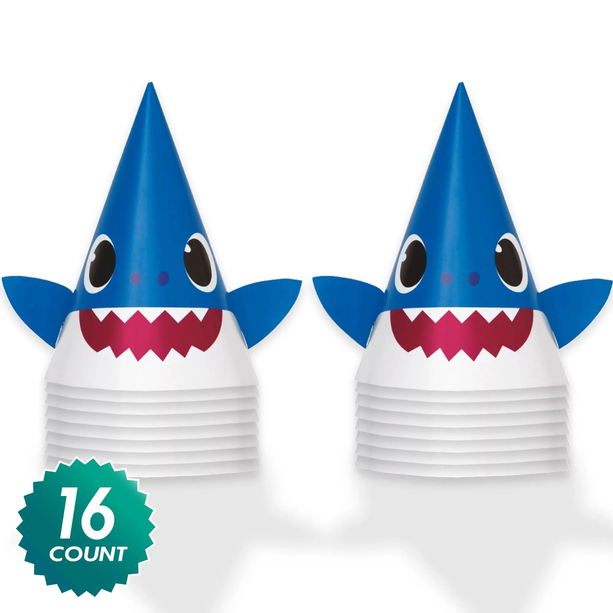 Baby Shark Party Supplies - Baby Shark Theme Cone Party Hat Birthday Accessories, 16 Count