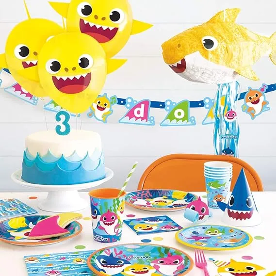 Baby Shark Party Supplies - Baby Shark Theme Cone Party Hat Birthday Accessories, 16 Count