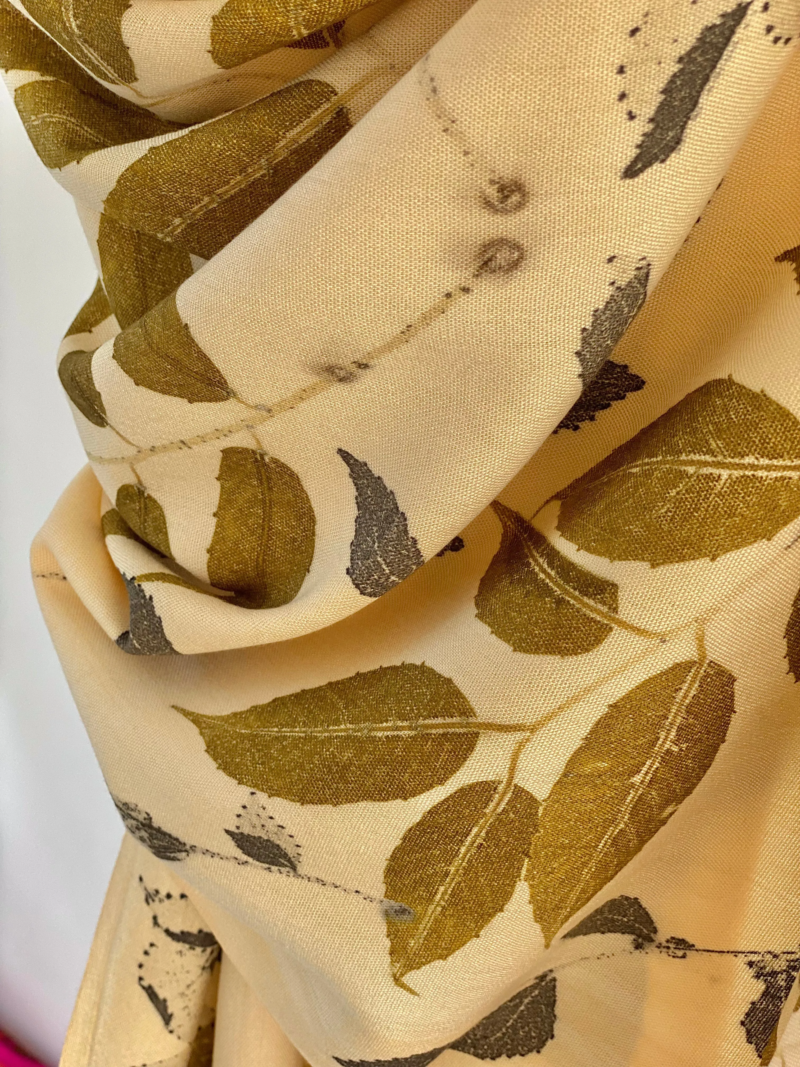 Beige Botanical Print Scarf | Indigenous Cotton | Handwoven & Naturally Dyed - 0003A-SY-HT