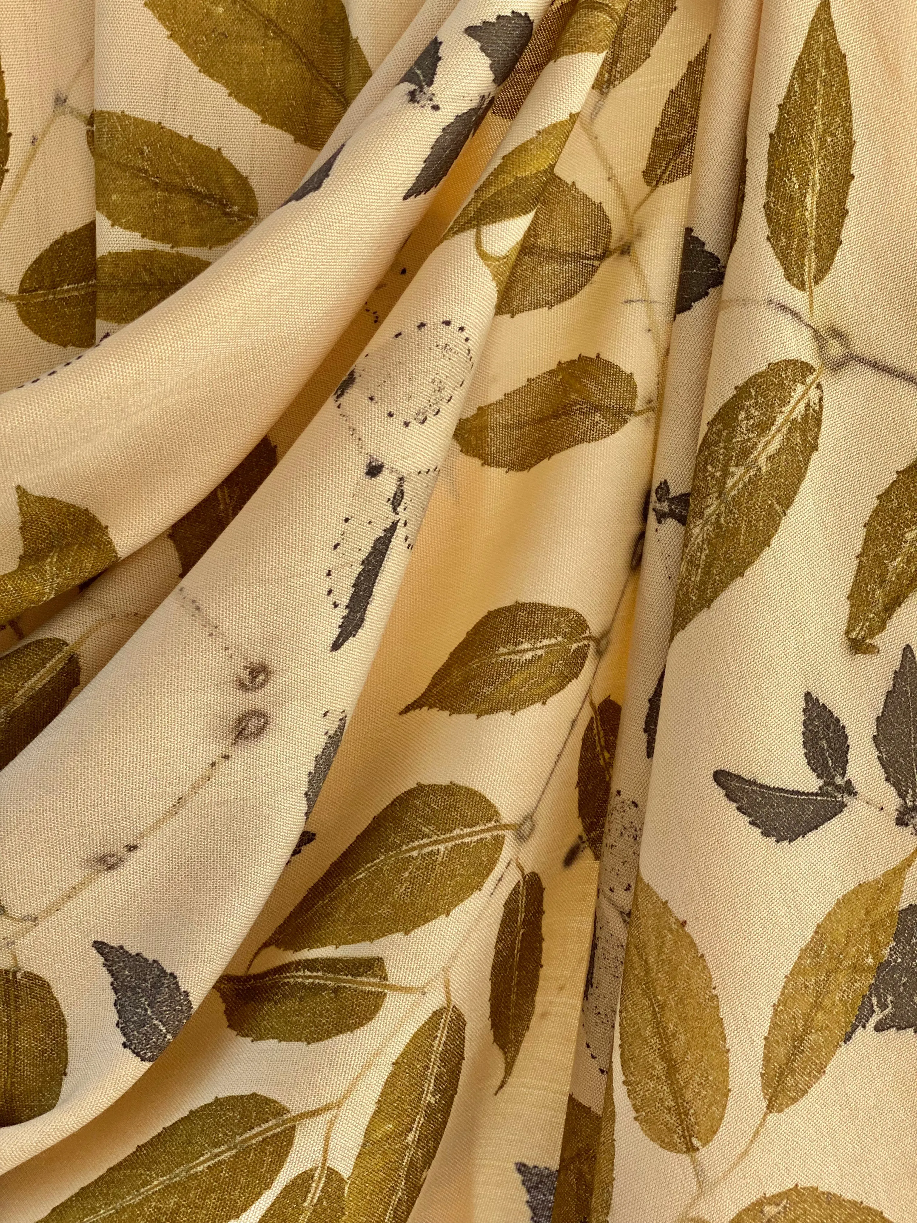 Beige Botanical Print Scarf | Indigenous Cotton | Handwoven & Naturally Dyed - 0003A-SY-HT