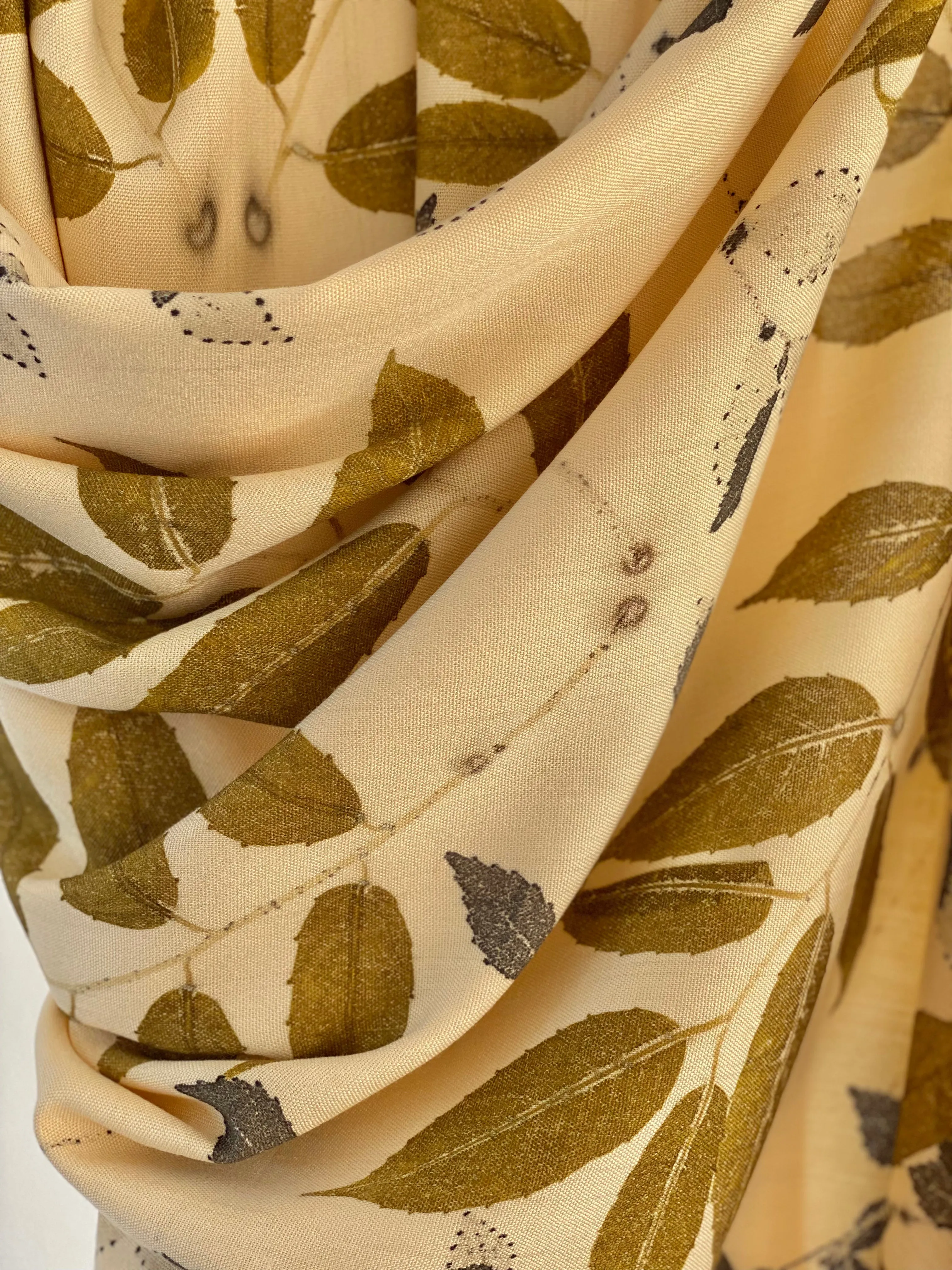 Beige Botanical Print Scarf | Indigenous Cotton | Handwoven & Naturally Dyed - 0003A-SY-HT