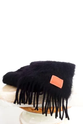 Black mohair blend scarf RRP £275