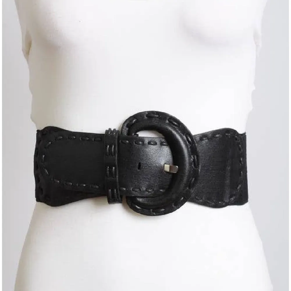 Black Wide Stitch Belt