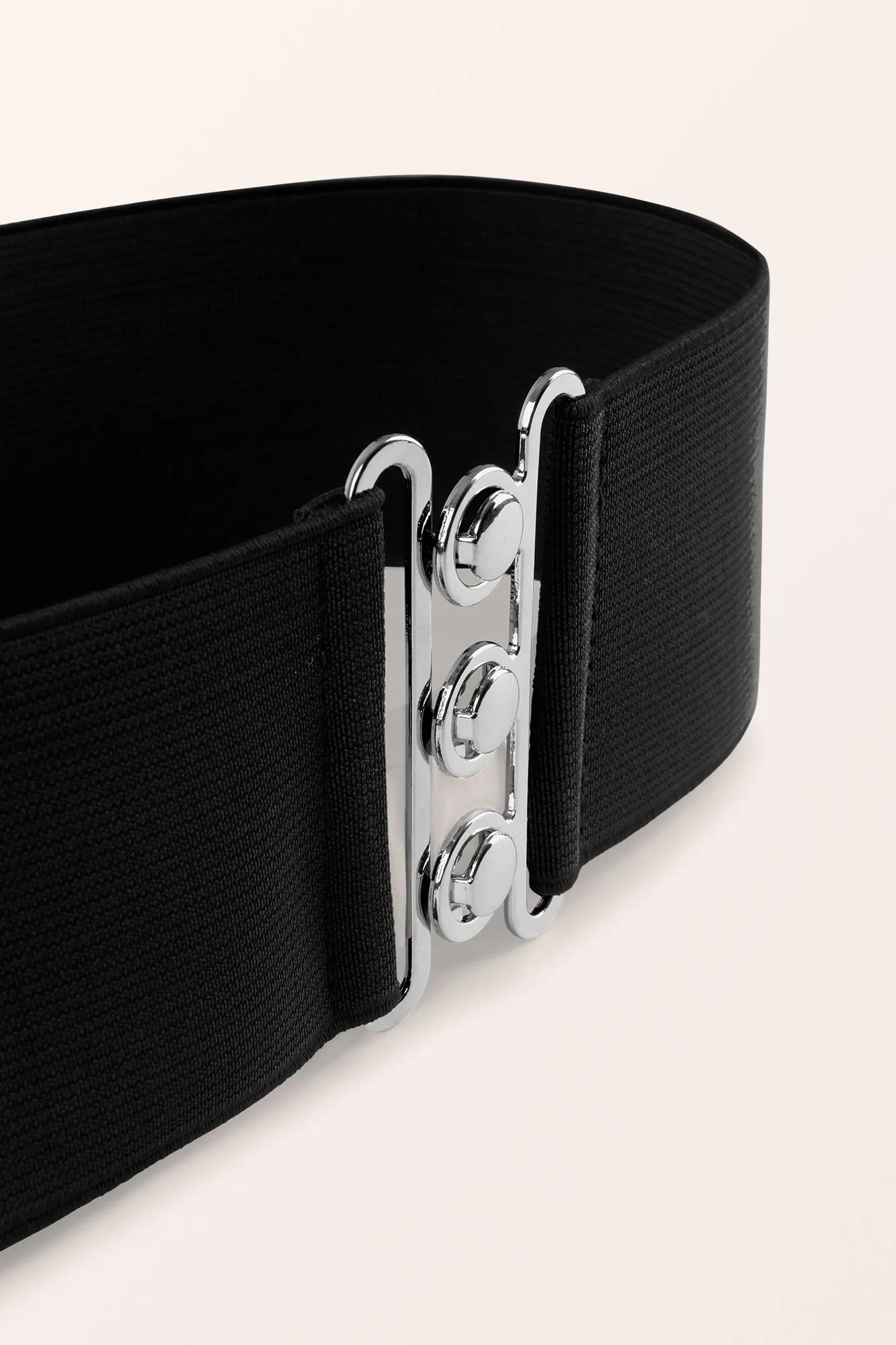 Clasp Buckle Elastic Belt - Black