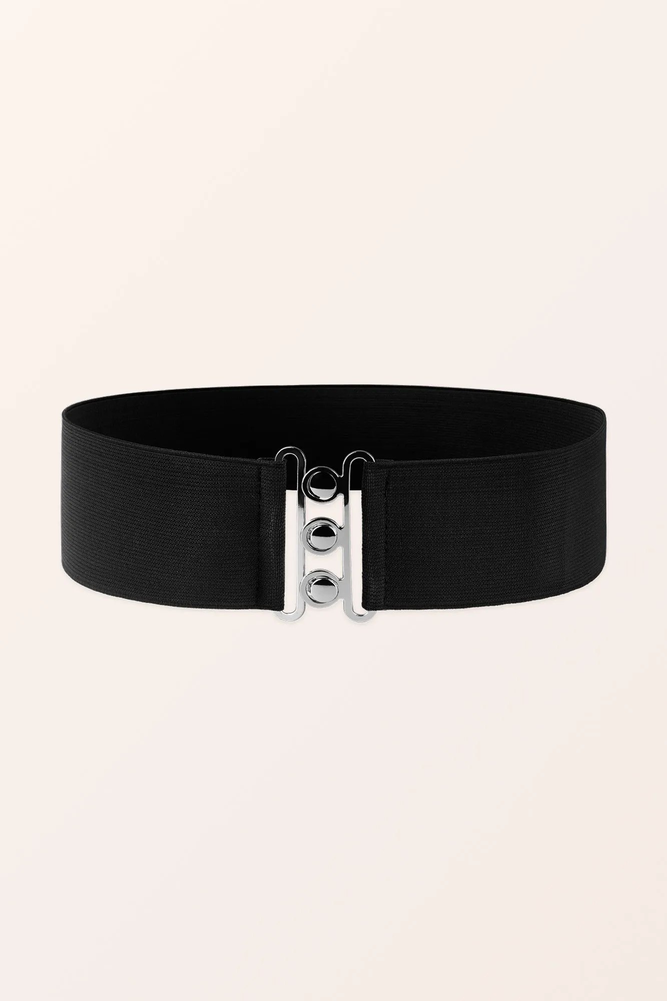 Clasp Buckle Elastic Belt - Black