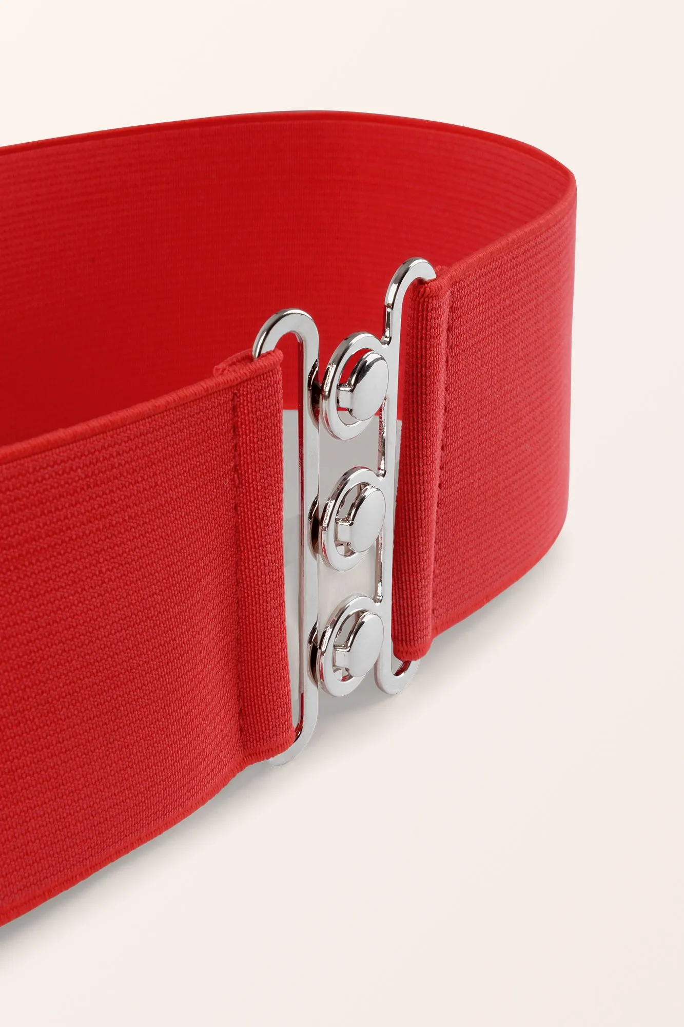 Clasp Buckle Elastic Belt - Red