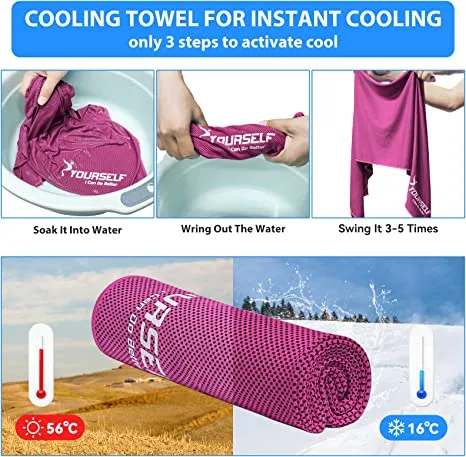 Cooling Towel, Cooling Towels for Neck,40" x 12"Ice Towel for Instant Cooling Relief, Soft Breathable Chilly Towel