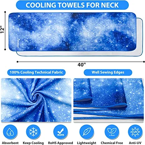 Cooling Towel, Cooling Towels for Neck,40" x 12"Ice Towel for Instant Cooling Relief, Soft Breathable Chilly Towel