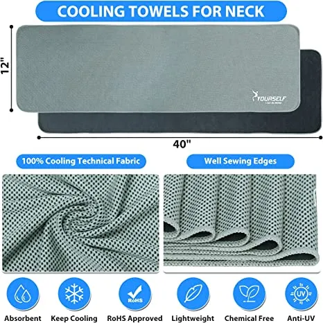 Cooling Towel, Cooling Towels for Neck,40" x 12"Ice Towel for Instant Cooling Relief, Soft Breathable Chilly Towel