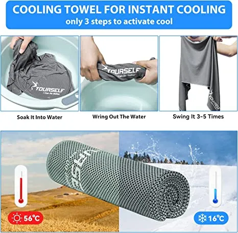 Cooling Towel, Cooling Towels for Neck,40" x 12"Ice Towel for Instant Cooling Relief, Soft Breathable Chilly Towel