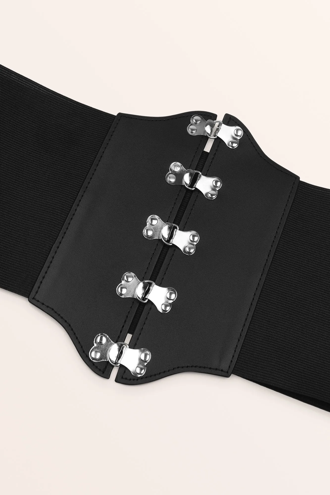 Elastic Corset Waist Belt - Black