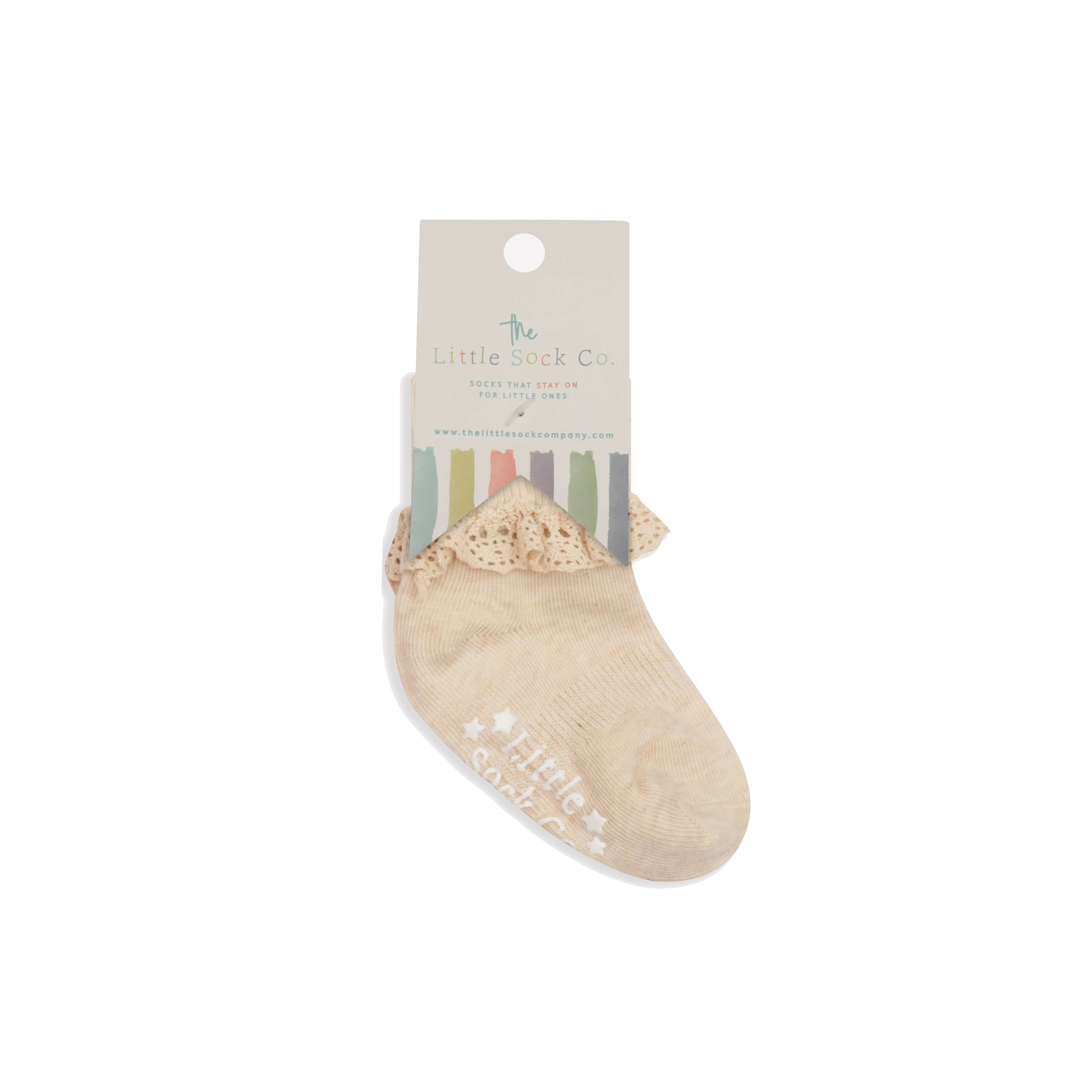 Frilly Non-Slip Stay-On Baby and Toddler Socks - Oat