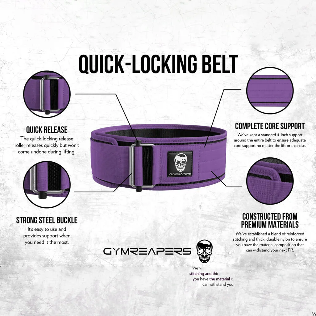 Gymreapers Quick Locking Weightlifting Belt - Purple