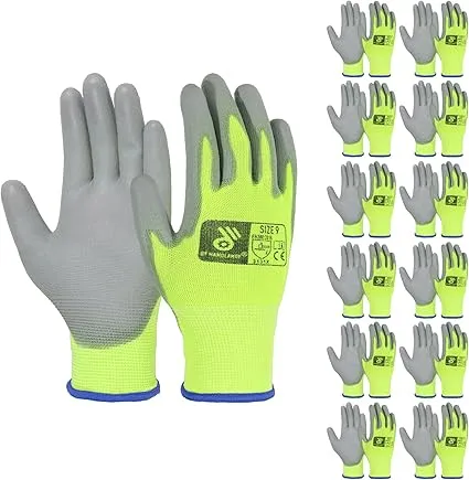 HANDLANDY PU Coated Safety Work Gloves, 6/12 Pairs Work Gloves 11172