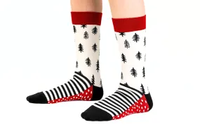 Kids' Cotton Crew Socks, Pine Trees