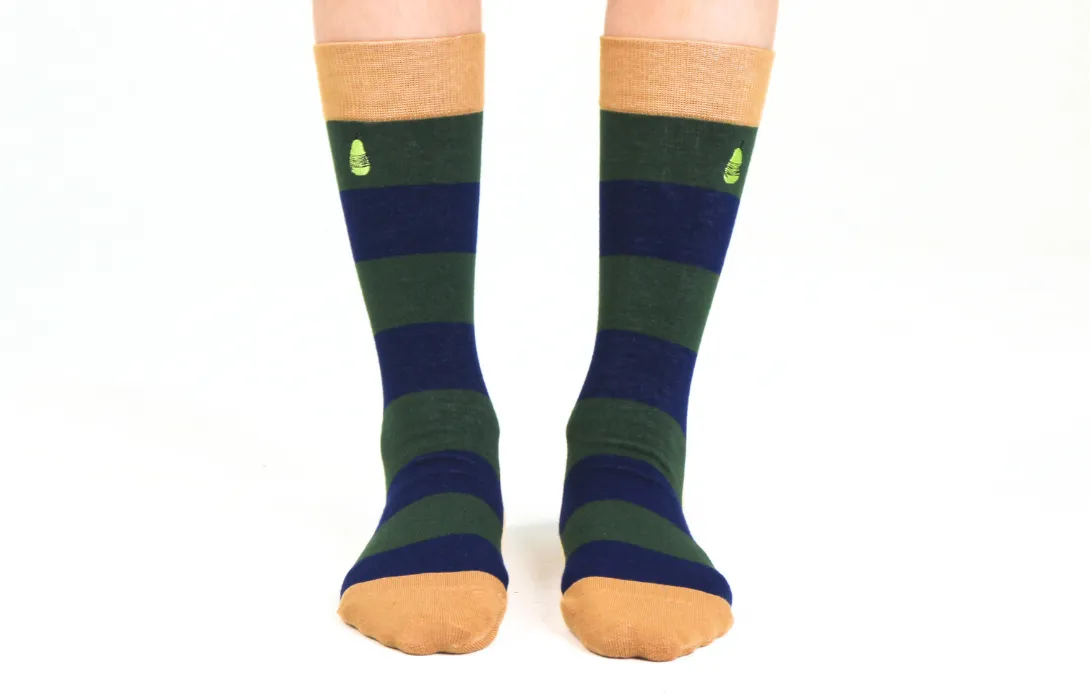 Kids' Cotton Crew Socks, Rugby Stripe