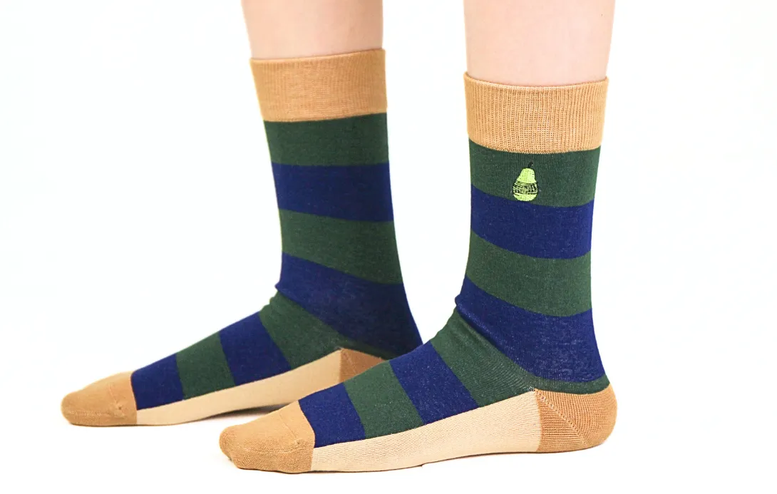 Kids' Cotton Crew Socks, Rugby Stripe