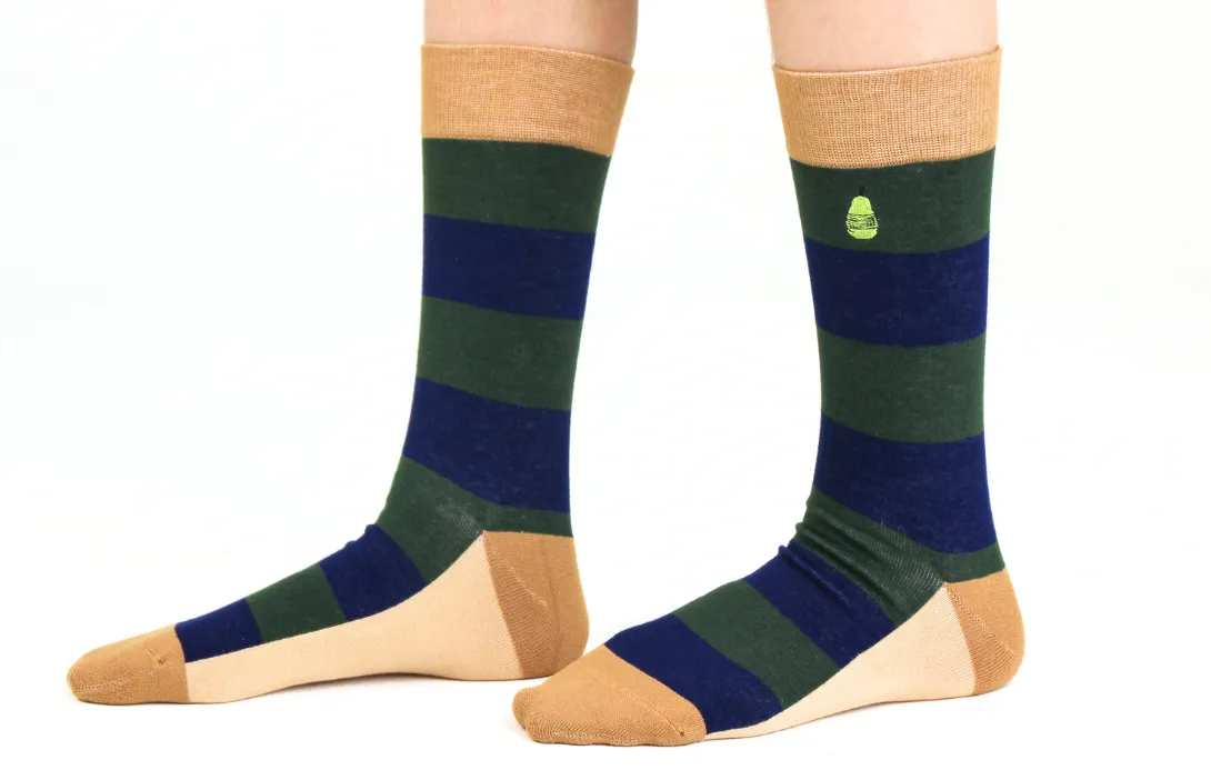 Kids' Cotton Crew Socks, Rugby Stripe