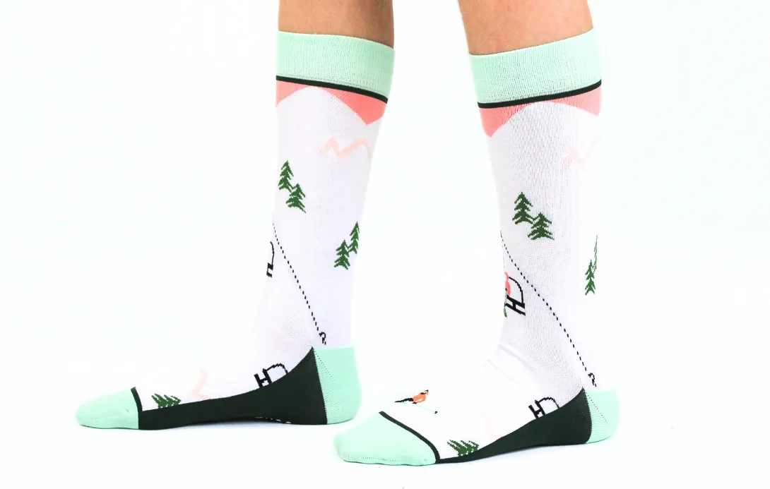 Kids' Cotton Crew Socks, Skiers