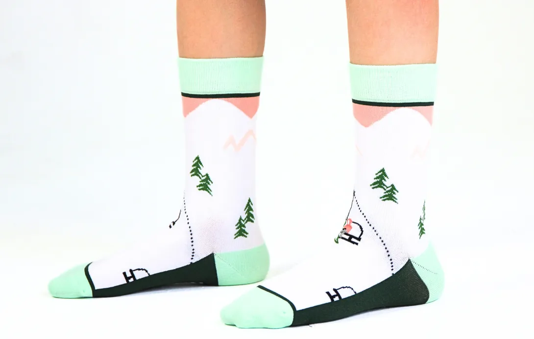 Kids' Cotton Crew Socks, Skiers