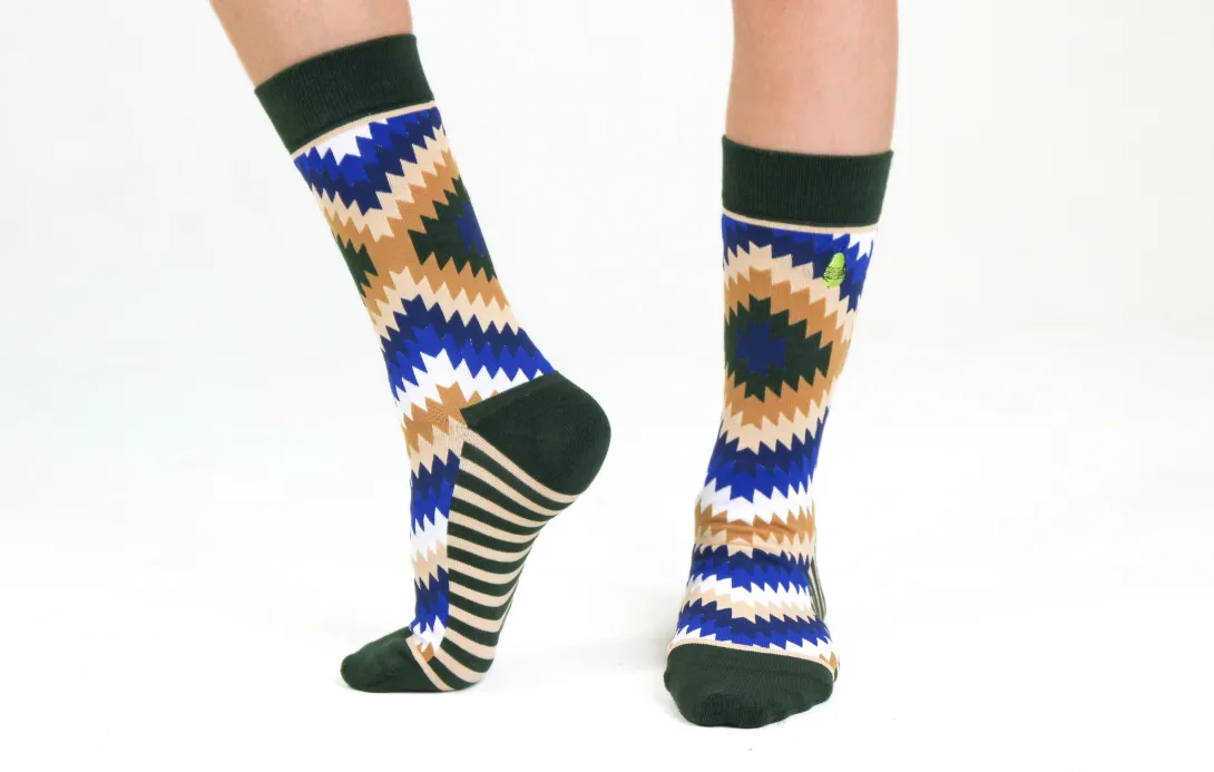 Kids' Cotton Crew Socks, Tribal Toes