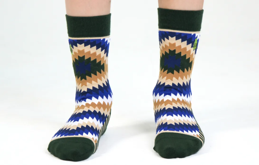 Kids' Cotton Crew Socks, Tribal Toes