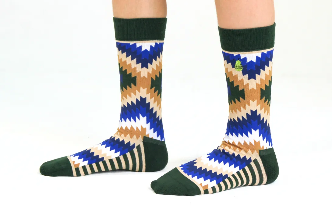 Kids' Cotton Crew Socks, Tribal Toes