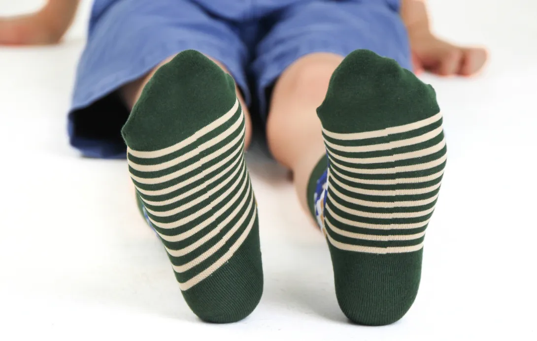 Kids' Cotton Crew Socks, Tribal Toes