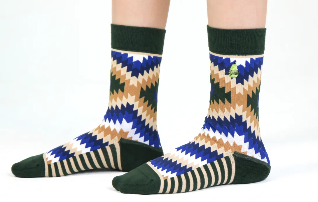 Kids' Cotton Crew Socks, Tribal Toes