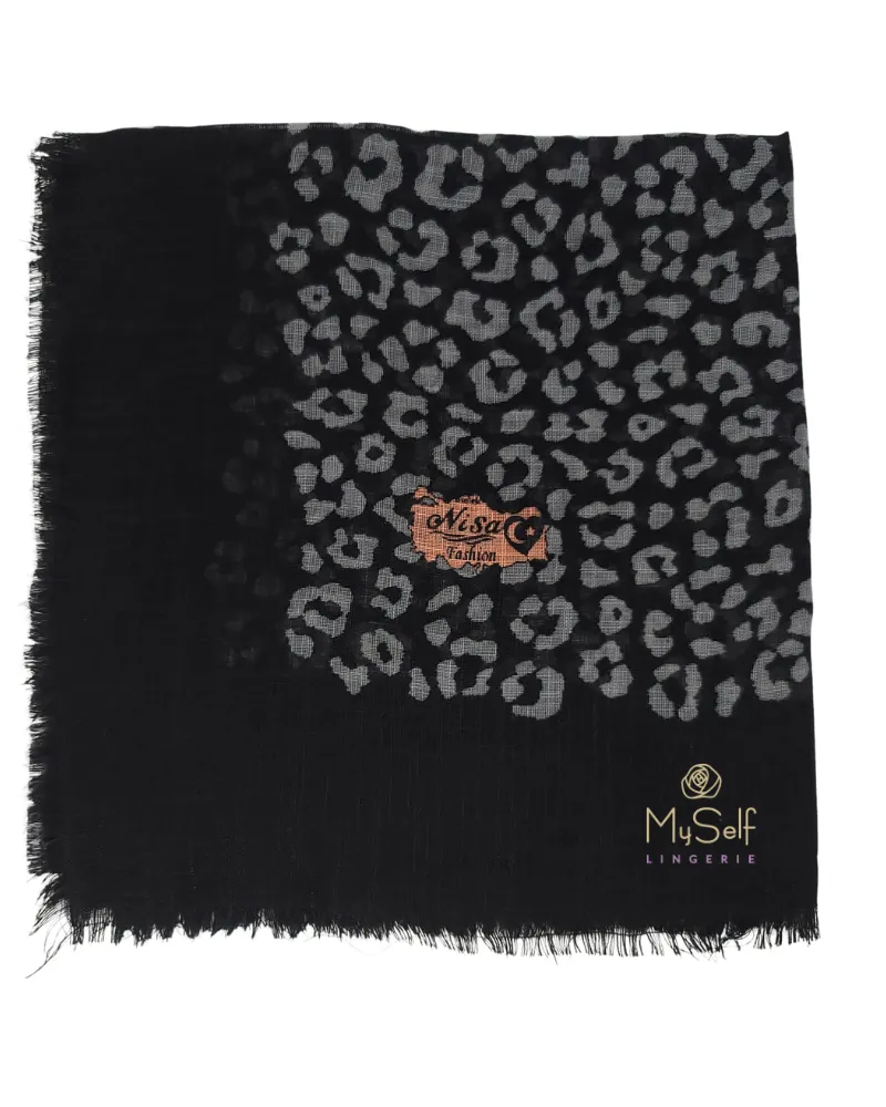 Lizi Headwear Black Cheetah Square Scarf with Light Non Slip Grip