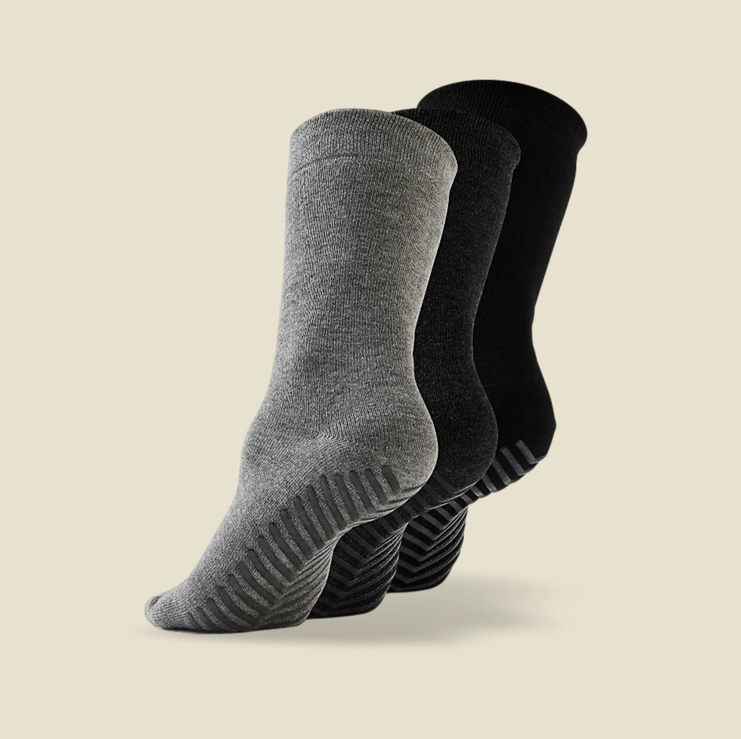 Men's Black/Grey Original Crew Non-Slip Socks - 3 pairs