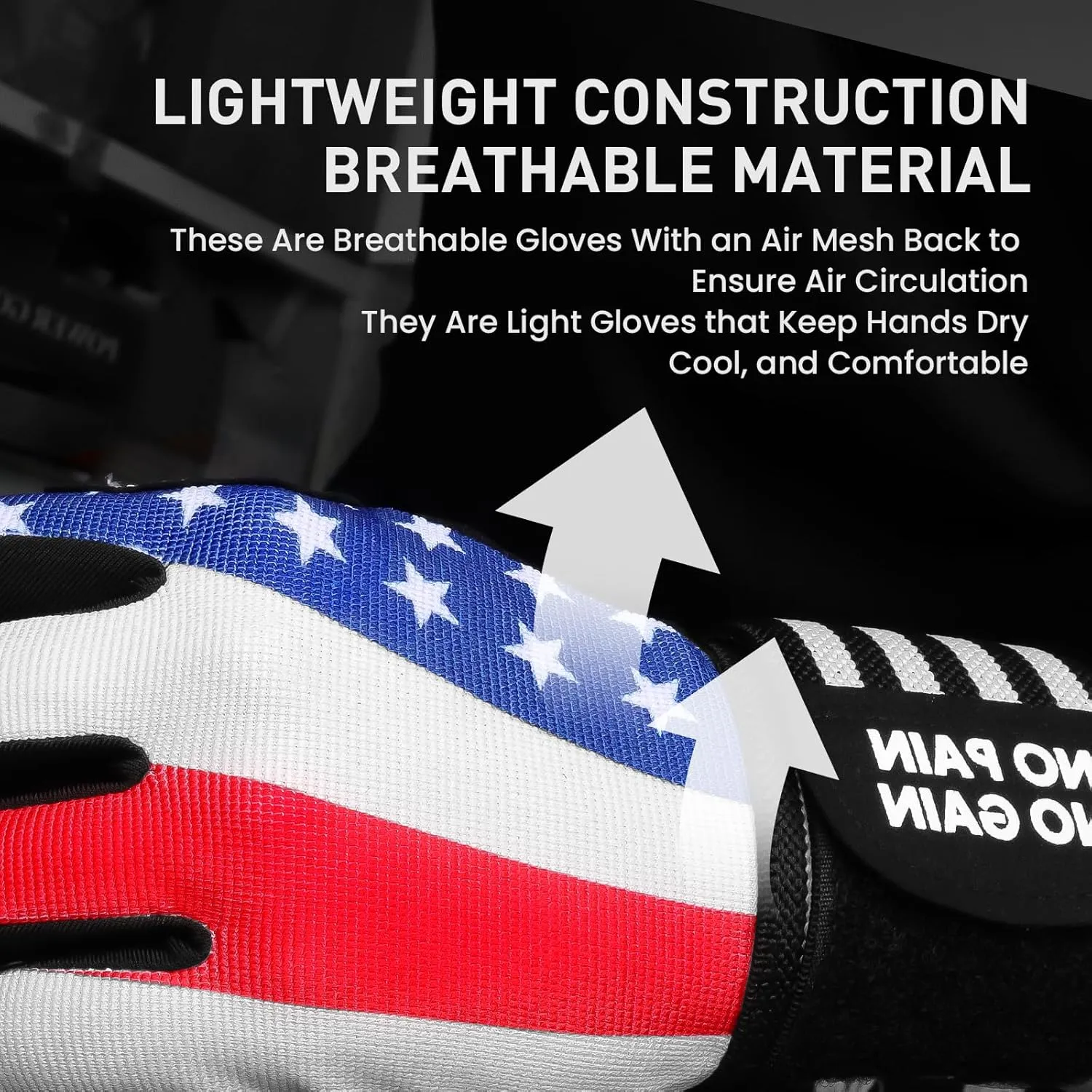 Men's Weightlifting Workout Gloves USA Flag  1 Pair