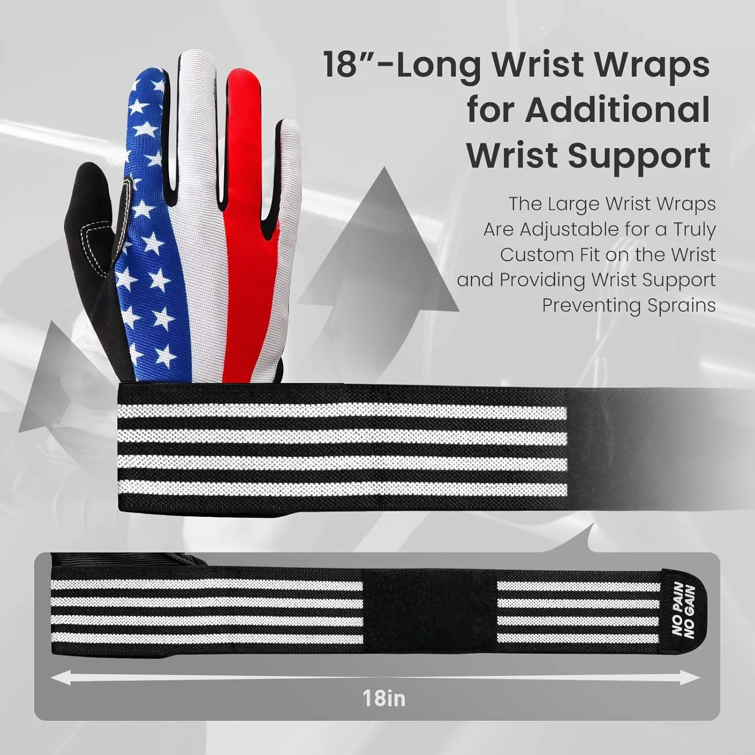 Men's Weightlifting Workout Gloves USA Flag  1 Pair