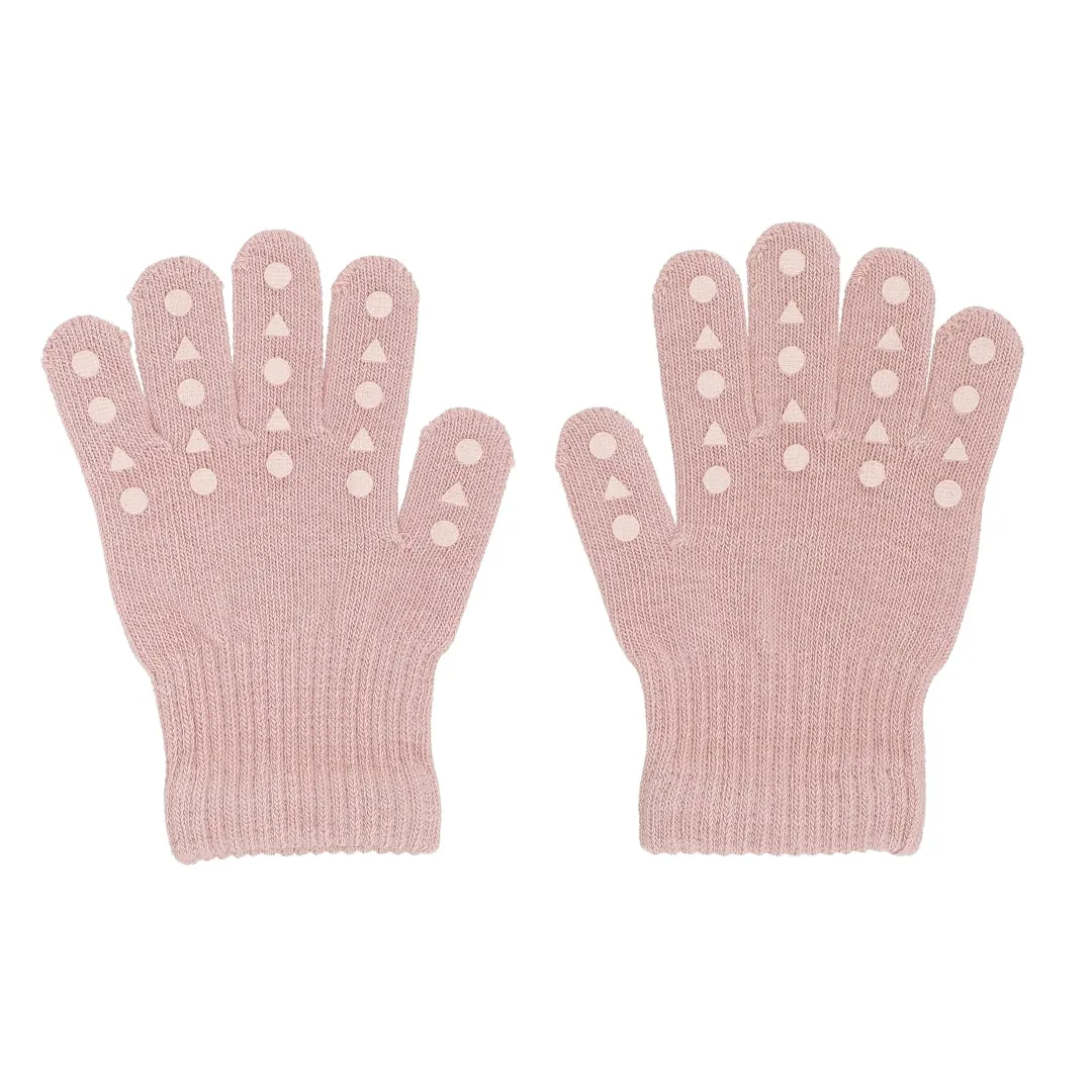 Non-Slip Grip Gloves for Babies and Toddlers - Organic Cotton - Dusty Rose