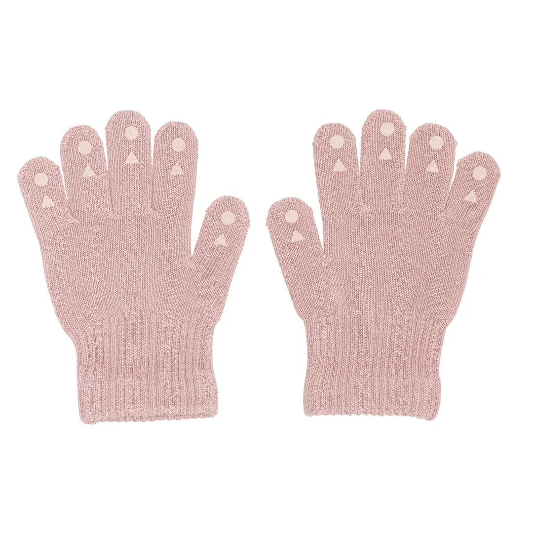 Non-Slip Grip Gloves for Babies and Toddlers - Organic Cotton - Dusty Rose