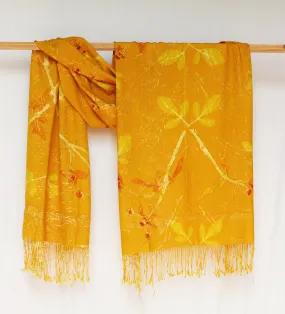 Orange Botanical Print Scarf | Indigenous Cotton | Handwoven & Naturally Dyed - 0010E-SY-HT