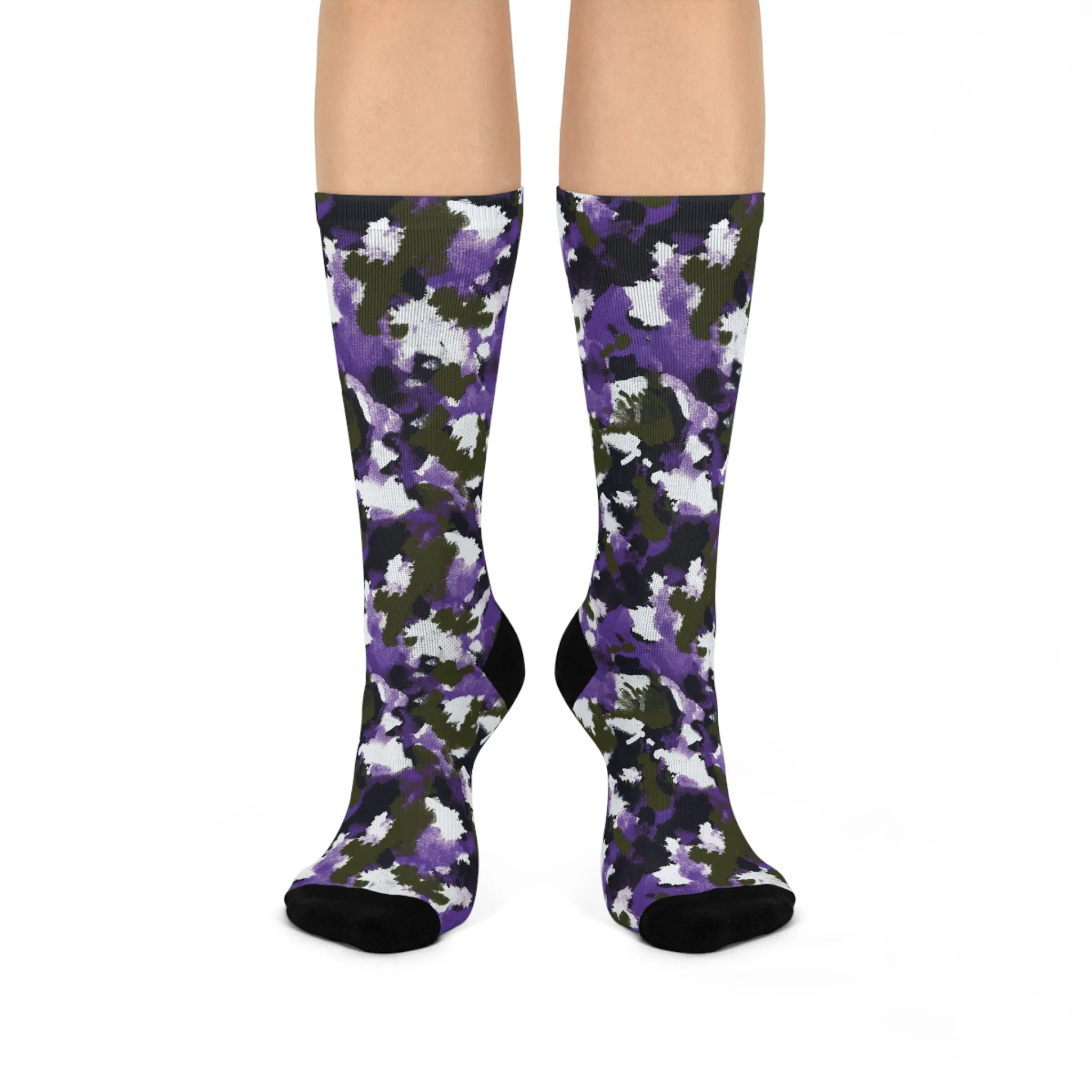 Purple Camo Cushioned Crew Socks