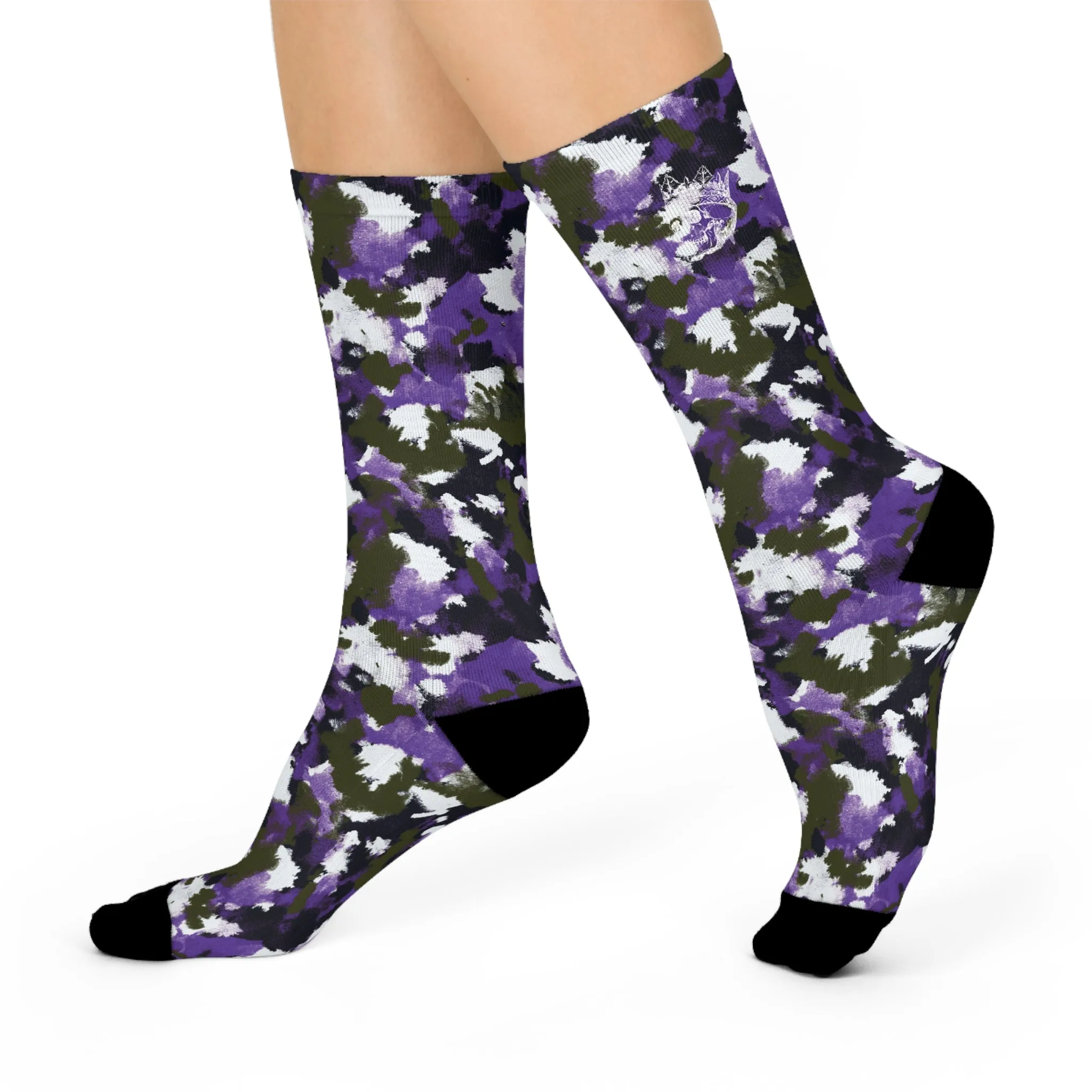 Purple Camo Cushioned Crew Socks