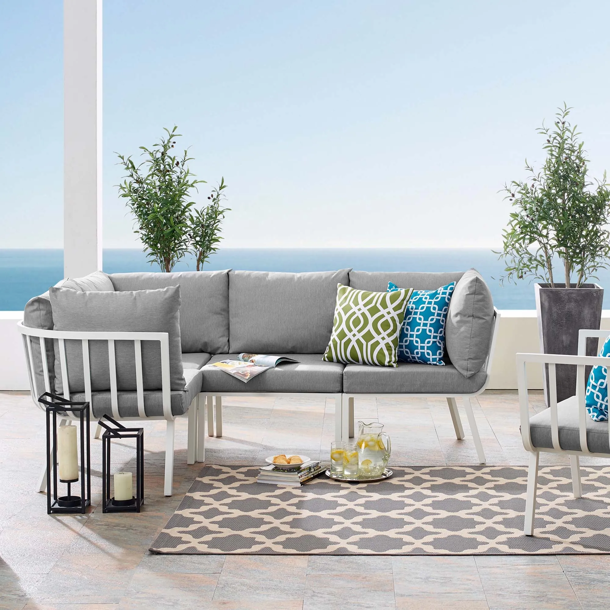 Riverside 4 Piece Outdoor Patio Aluminum Sectional by Modway